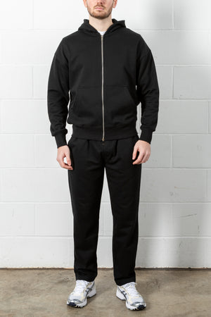 Black Relaxed Fit Zip Through Hoodie
