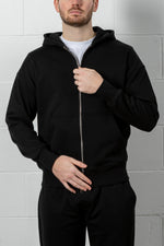 Black Relaxed Fit Zip Through Hoodie