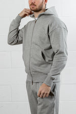 Grey Relaxed Fit Zip Through Hoodie