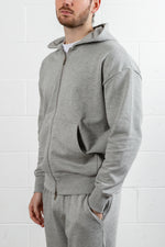 Grey Relaxed Fit Zip Through Hoodie